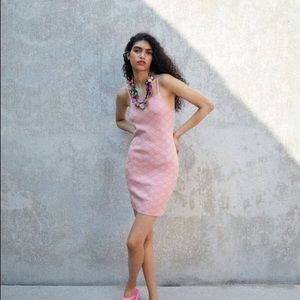 DIAMOND PATTERN KNIT DRESS